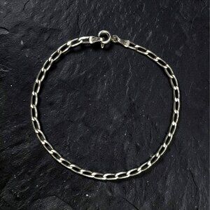 Vintage Sterling Silver Oval Link Chain Bracelet 7” Paperclip Minimalist 925